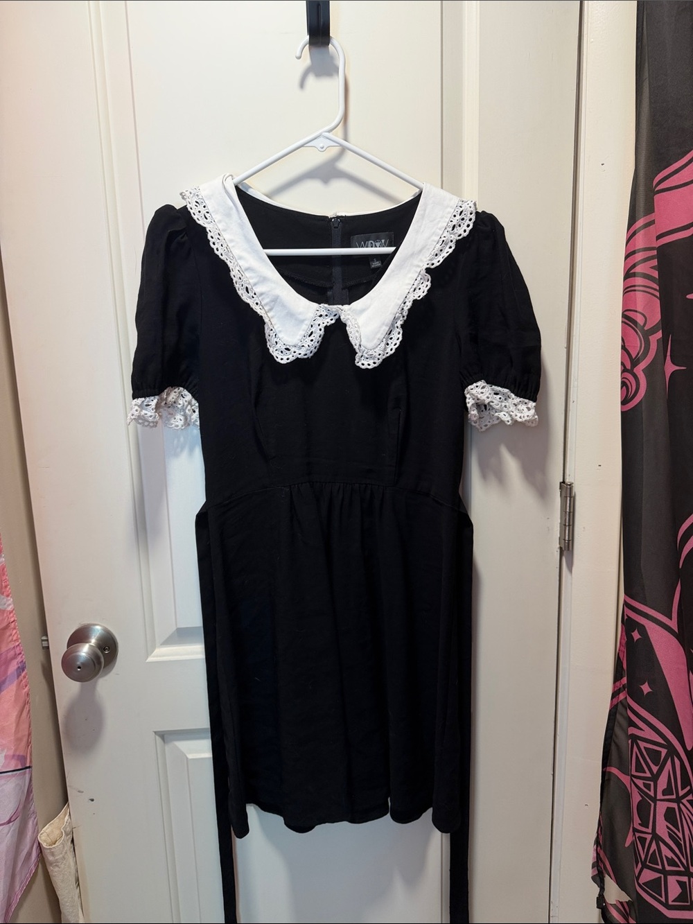 Dolls Kill Black Dress with White Lace Peter Pan Collar